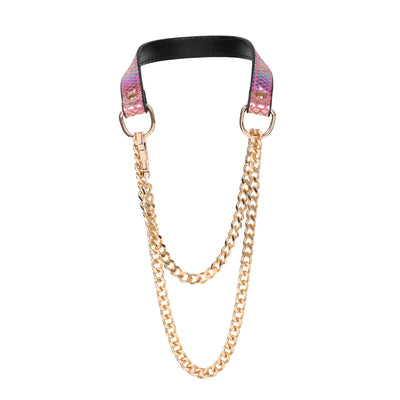 Pink Faux Snakeskin Martingale Day Collar by Fetish Pleasure Play