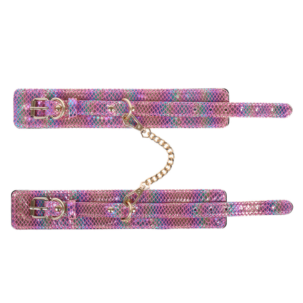 Pink Faux Snakeskin Adjustable Wrist Cuffs by Fetish Pleasure Play