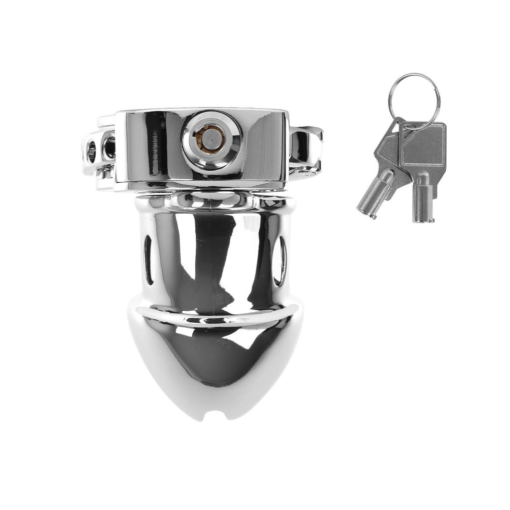Silver Knight Adjustable Ring Metal Chastity Cage Cock Cage 2.95