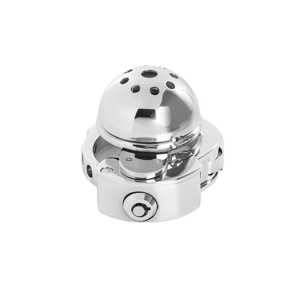 Silver Helmet Adjustable Flat Pack Chastity Cage by Metal Pleasure Play