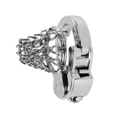 Chained Adjustable Ring Metal Cock Cage by Metal Pleasure Play