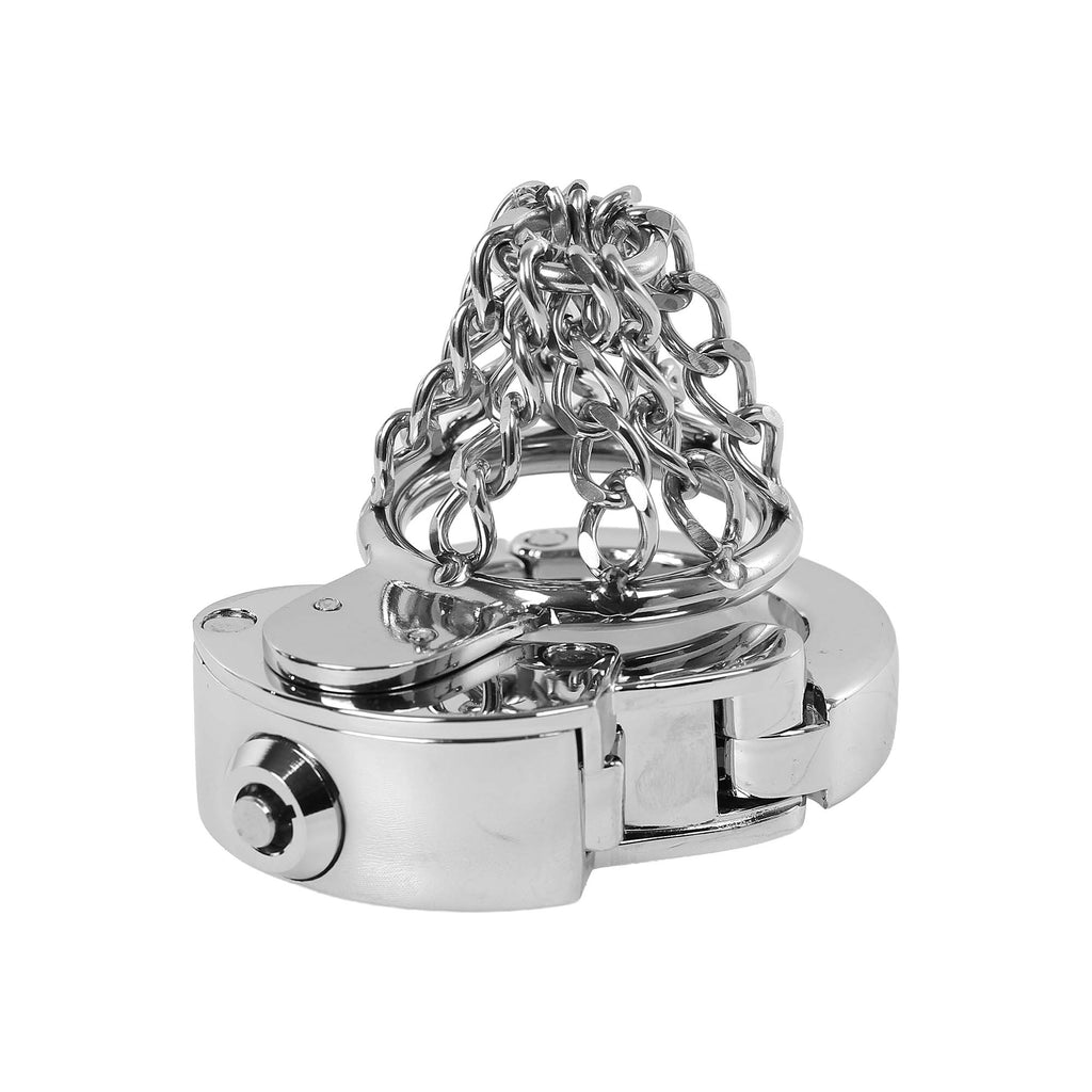 Chained Adjustable Ring Metal Cock Cage by Metal Pleasure Play