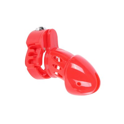 Red ABS Plastic Adjustable Ring Cock Cage Chastity Cage by Metal Pleasure Play