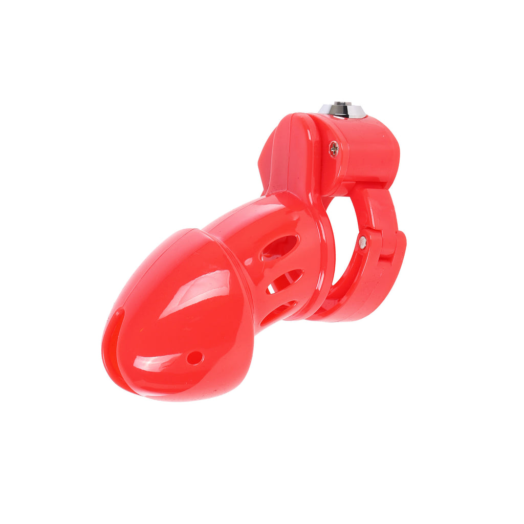 Red ABS Plastic Adjustable Ring Cock Cage Chastity Cage by Metal Pleasure Play