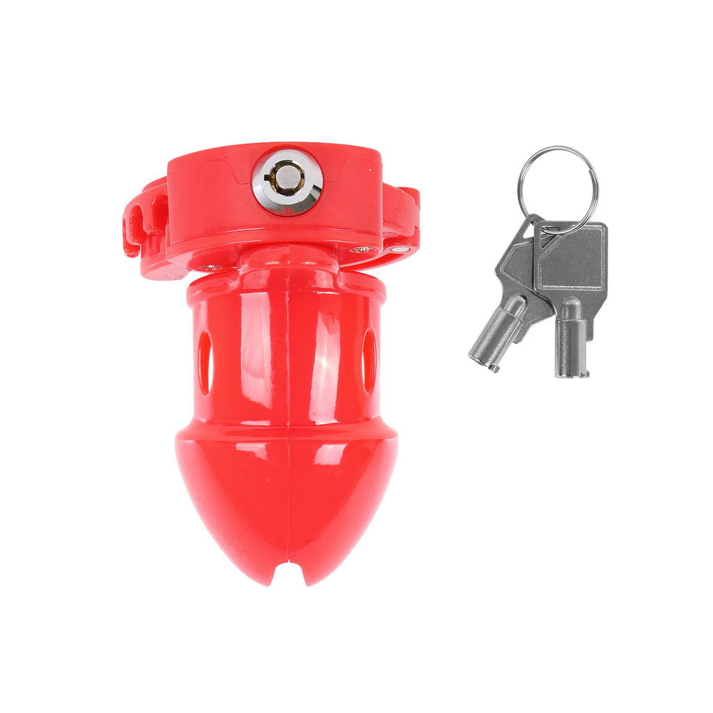Red ABS Plastic Adjustable Ring Cock Cage Chastity Cage by Metal Pleasure Play