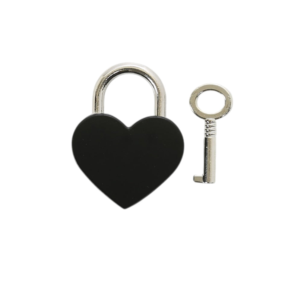 Black Heart Lock Pendant with Key by LoveLinks