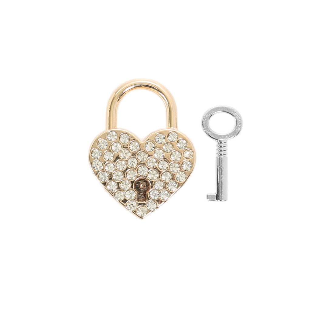 Crystal Gold Heart Lock Pendant with Key by LoveLinks