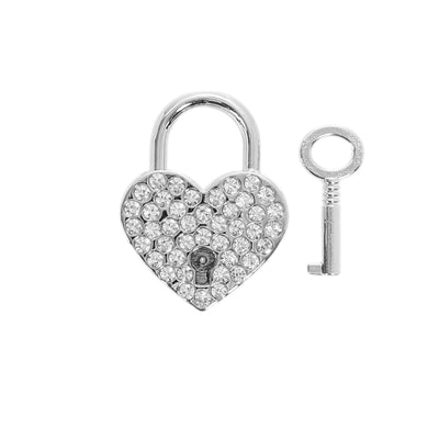 Crystal Silver Heart Lock Pendant with Key by LoveLinks