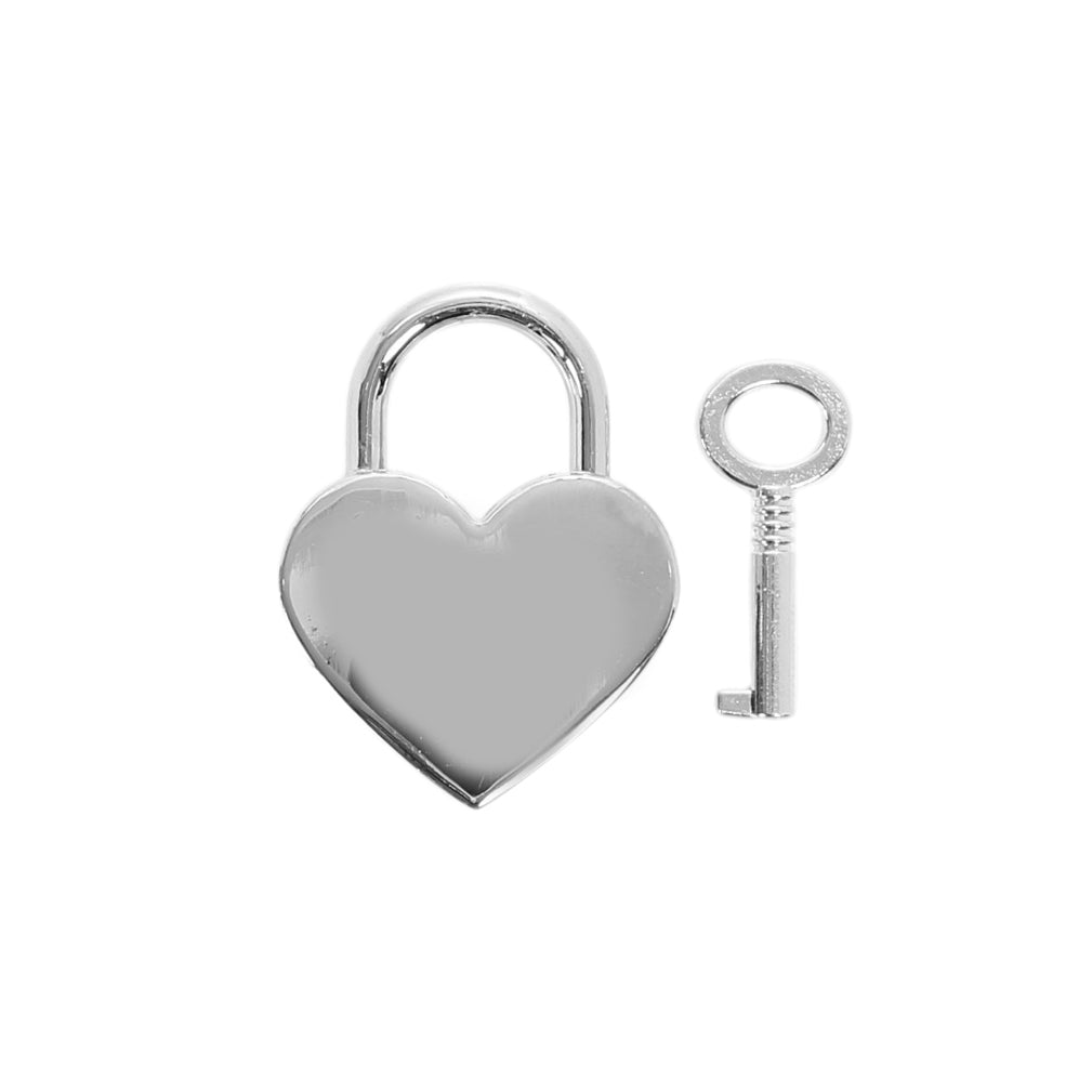 Crystal Silver Heart Lock Pendant with Key by LoveLinks