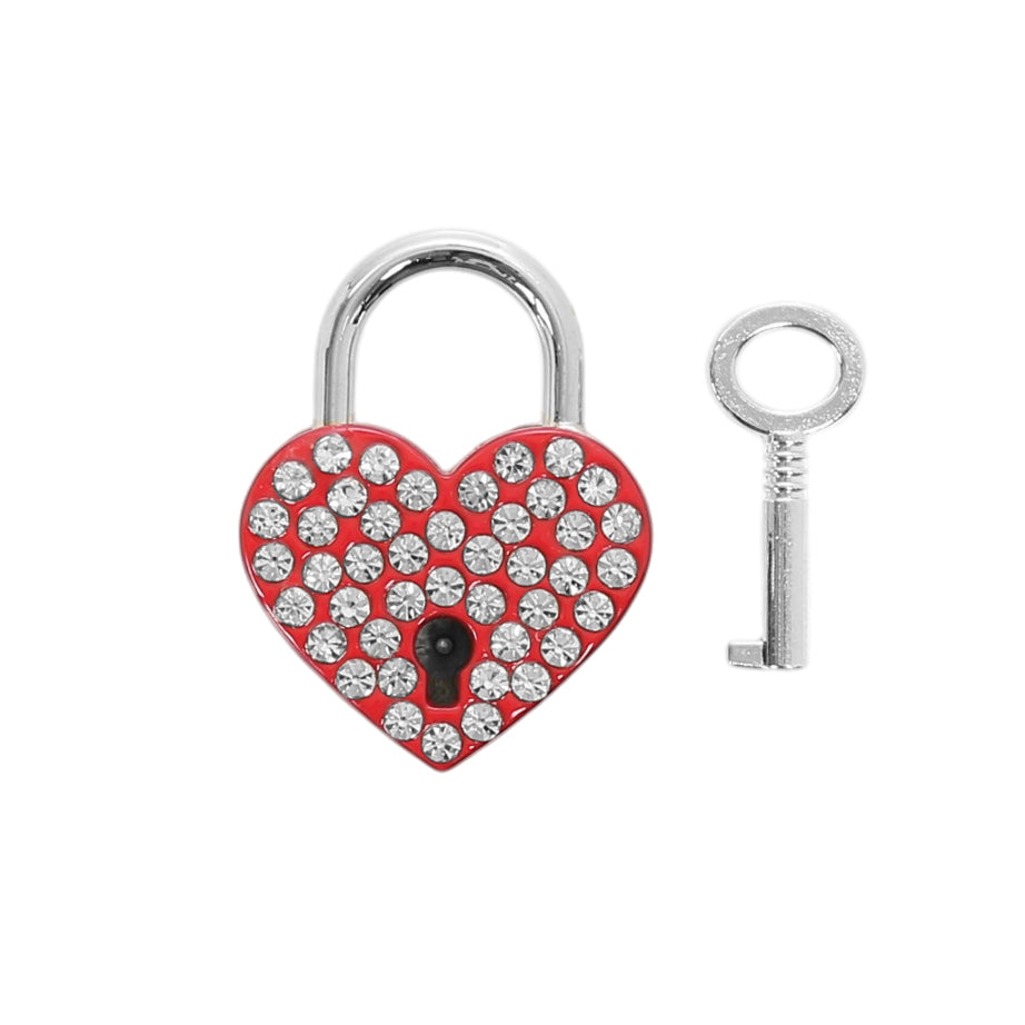 Crystal Red Heart Lock Pendant with Key by LoveLinks