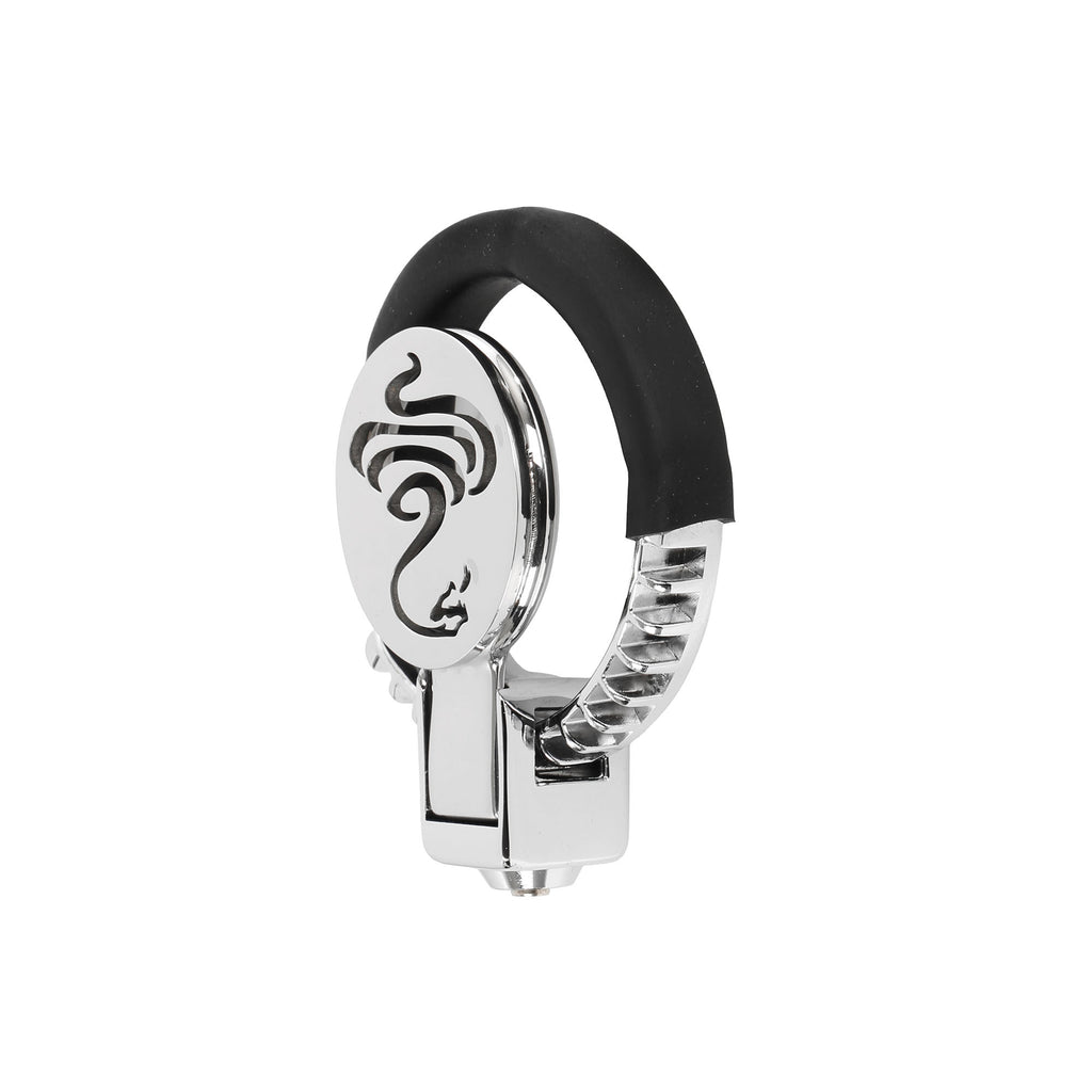 Cobra Flat Chastity Cage with Handcuff-Style Locking Ring by Metal Pleasure Play
