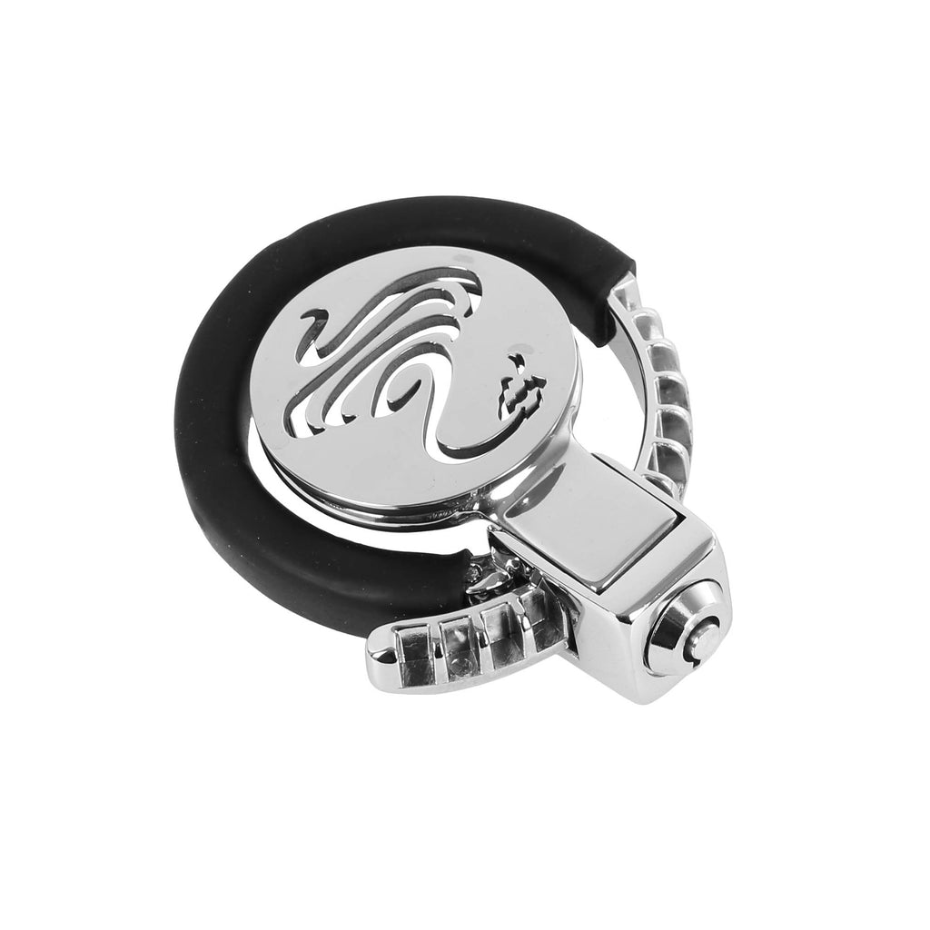 Cobra Flat Chastity Cage with Handcuff-Style Locking Ring by Metal Pleasure Play