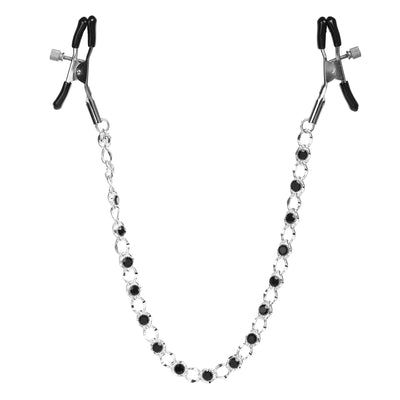 Black Crystal Chain Nipple Clamps by Nipple Wear