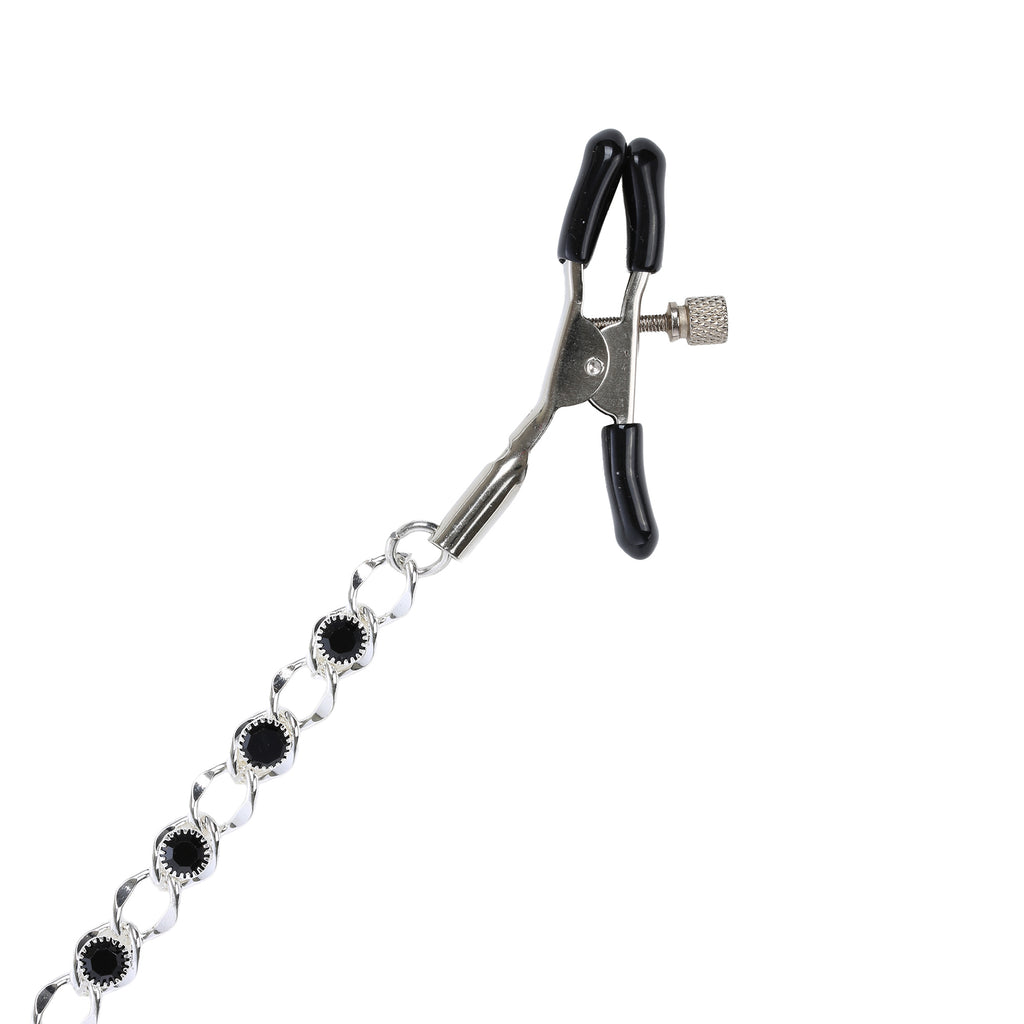 Black Crystal Chain Nipple Clamps by Nipple Wear