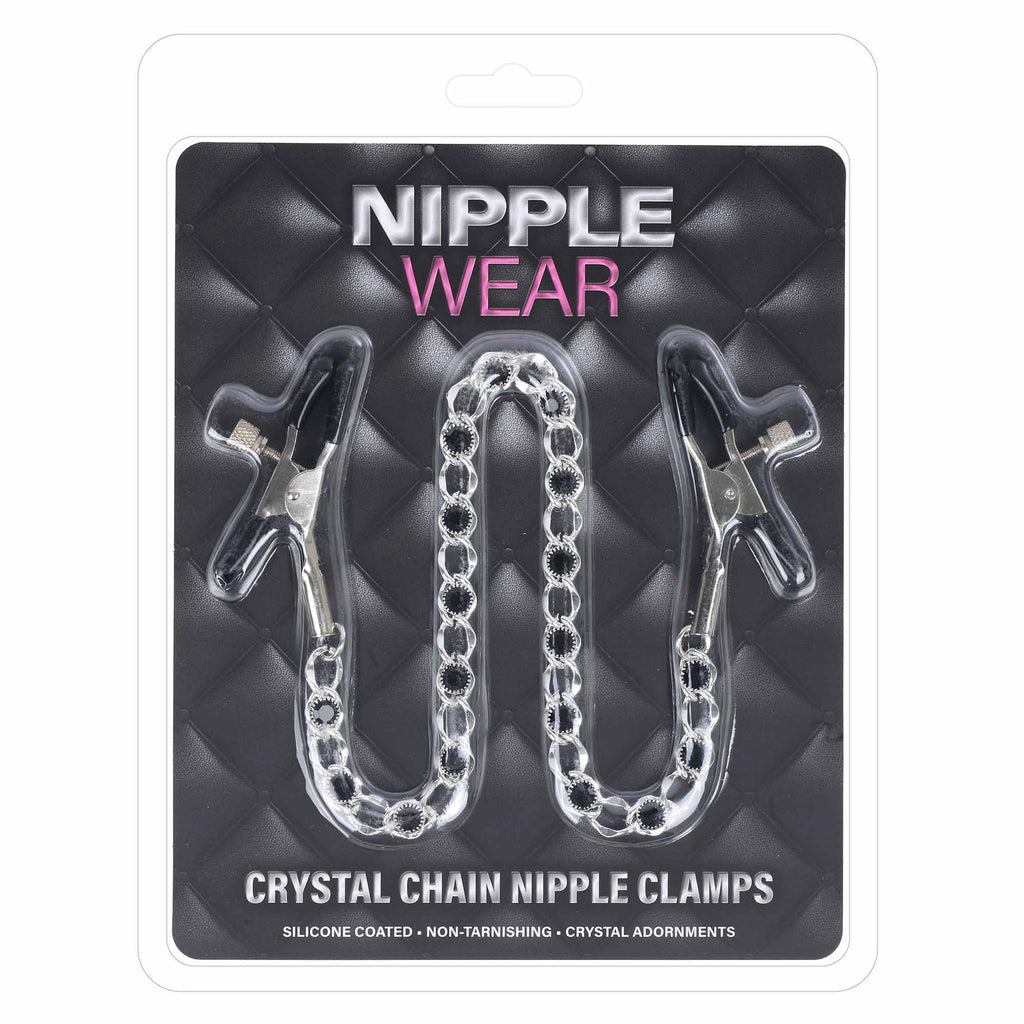 Black Crystal Chain Nipple Clamps by Nipple Wear