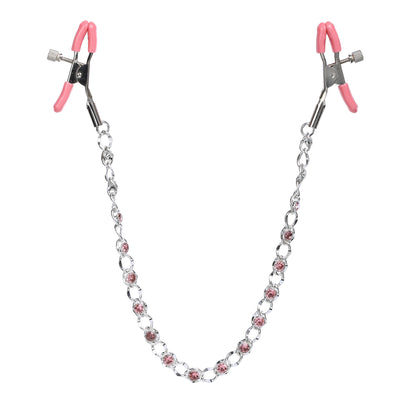 Pink Crystal Chain Nipple Clamps by Nipple Wear
