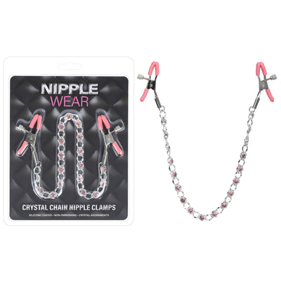 Pink Crystal Chain Nipple Clamps by Nipple Wear