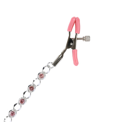 Pink Crystal Chain Nipple Clamps by Nipple Wear