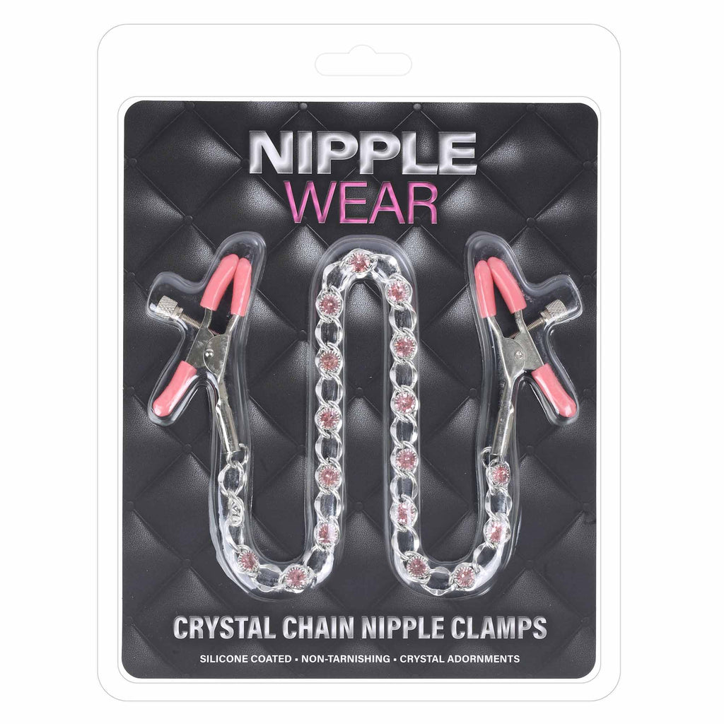 Pink Crystal Chain Nipple Clamps by Nipple Wear