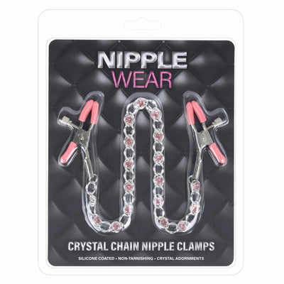 Pink Crystal Chain Nipple Clamps by Nipple Wear