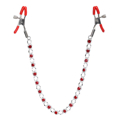 Red Crystal Chain Nipple Clamps by Nipple Wear