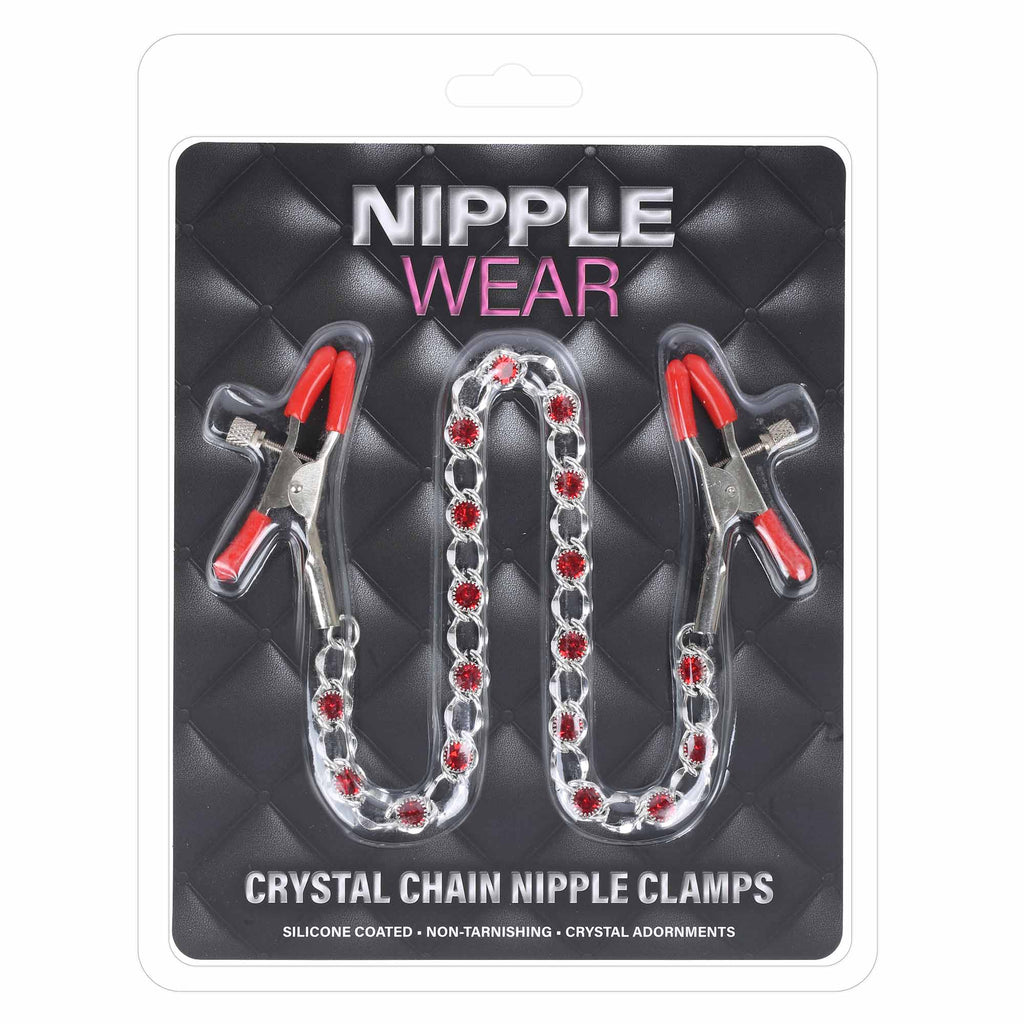 Red Crystal Chain Nipple Clamps by Nipple Wear