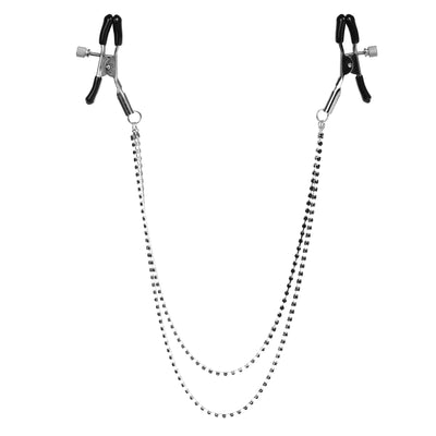Dual Chain Black Crystal Nipple Clamps by Nipple Wear