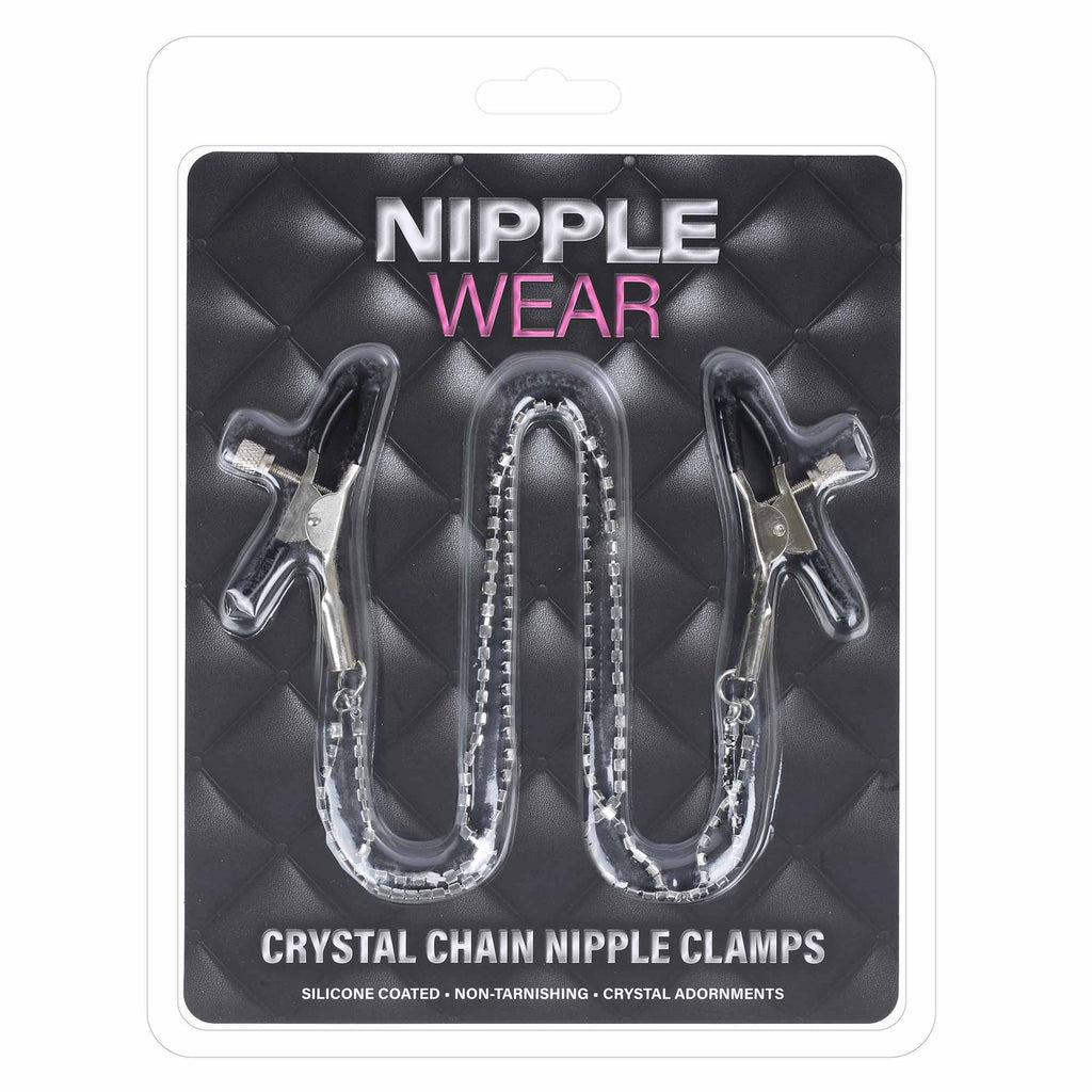 Dual Chain Black Crystal Nipple Clamps by Nipple Wear