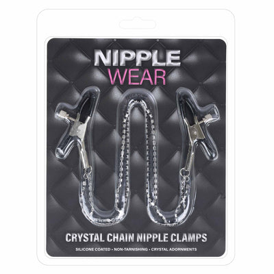 Dual Chain Black Crystal Nipple Clamps by Nipple Wear