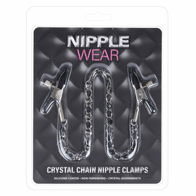 Black Crystal Chain Nipple Clamps in Gunmetal by Nipple Wear