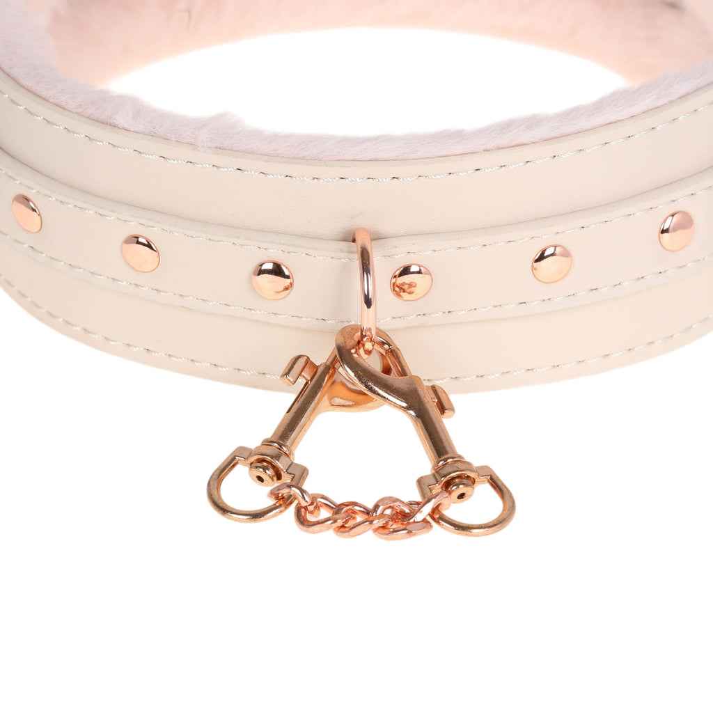 Peach Fluffy Wrist Cuffs with Chain by Fetish Pleasure Play