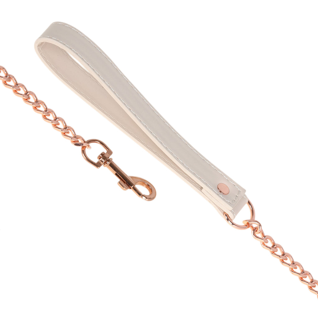 Peach Fluffy Collar & Chain Leash by Fetish Pleasure Play