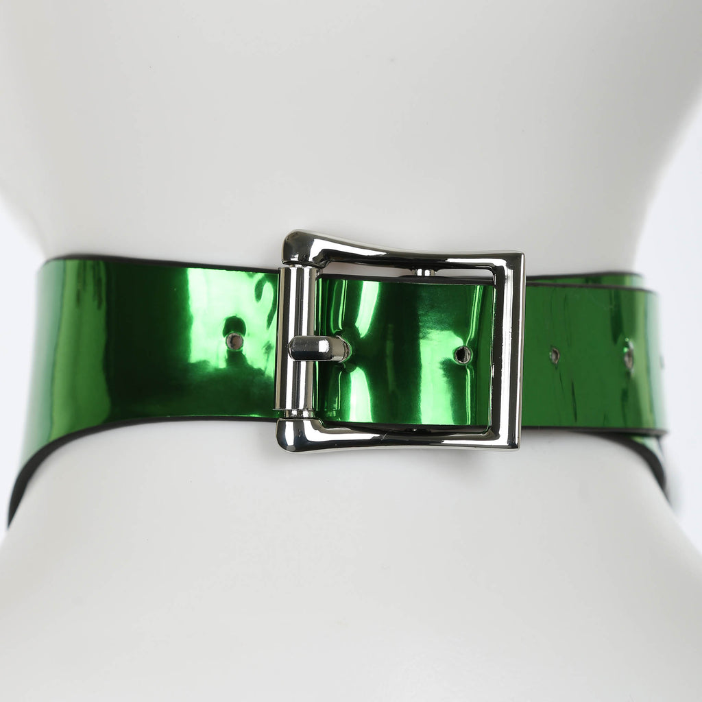 Metallic Green Vegan Leather 2 Piece Body Harness by Fetish Pleasure Play - One Size