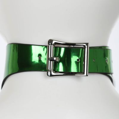 Metallic Green Vegan Leather 2 Piece Body Harness by Fetish Pleasure Play - One Size
