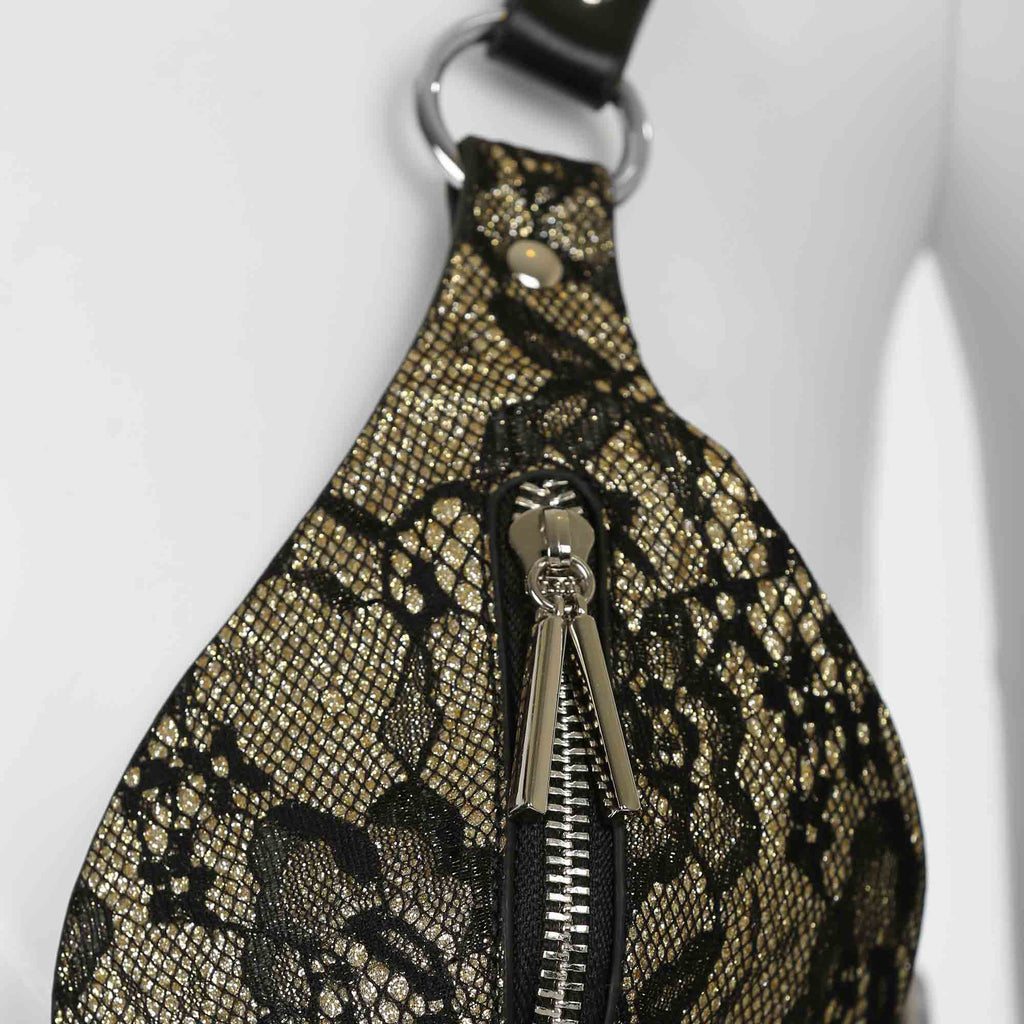 Black Vegan Leather & Lace 2-Piece Body Harness with Zippers by Fetish Pleasure Play