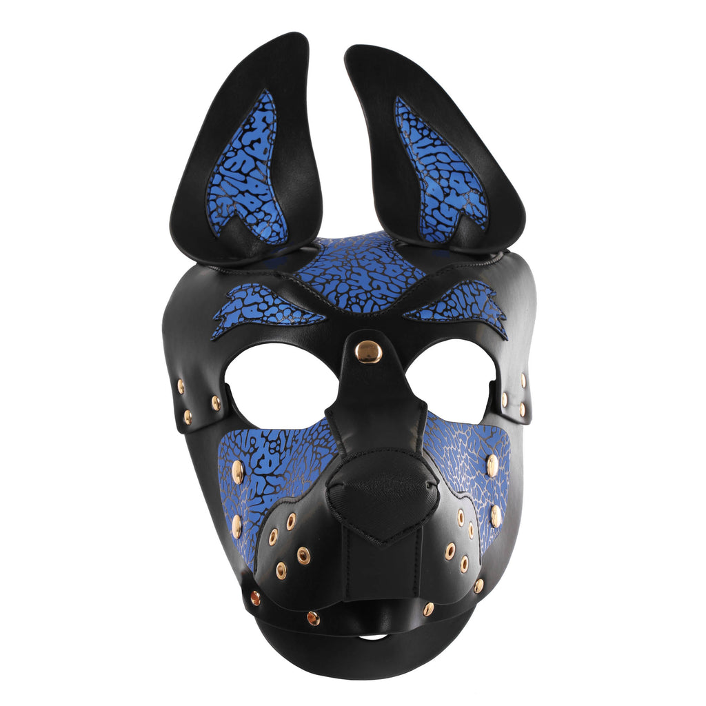 Puppy Play Dog Hood in Blue & Black by Fetish Pleasure Play