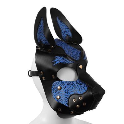 Puppy Play Dog Hood in Blue & Black by Fetish Pleasure Play