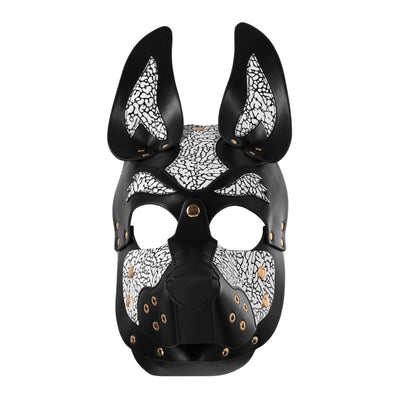 Puppy Play Dog Hood in White & Black by Fetish Pleasure Play