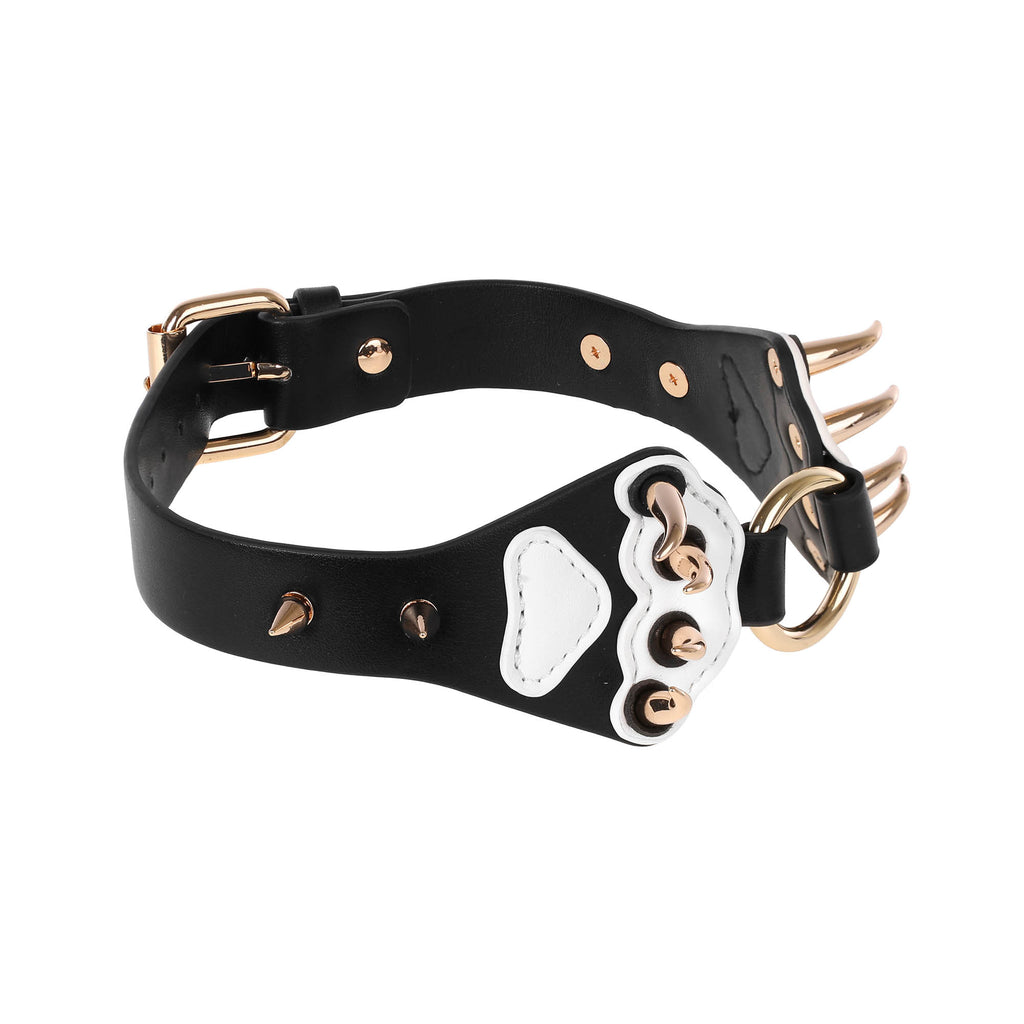 White Claw Spiked Vegan Leather Collar by Fetish Pleasure Play