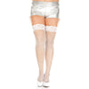 Nicole Fishnet Thigh High Stockings, White, Queen O/S