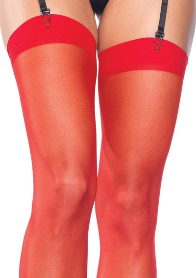 Dex Sheer Thigh High Stockings, Red, One Size