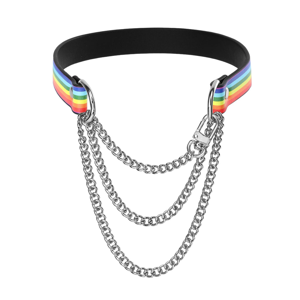 Pride Martingale Collar Choker by Fetish Pleasure Play, Black, Medium