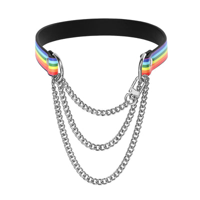 Pride Martingale Collar Choker by Fetish Pleasure Play, Black, Medium