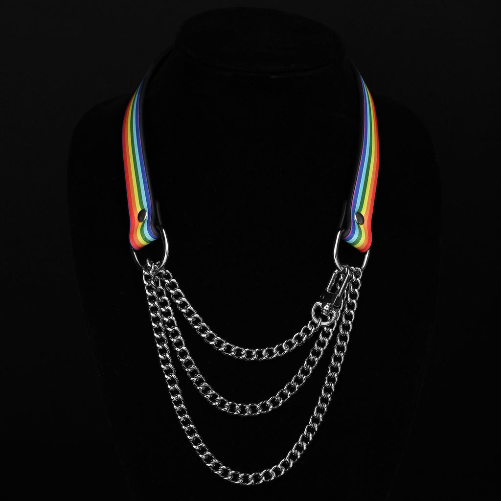 Pride Martingale Collar Choker by Fetish Pleasure Play, Black, Medium