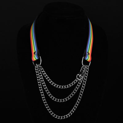 Pride Martingale Collar Choker by Fetish Pleasure Play, Black, Medium