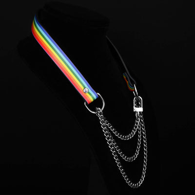 Pride Martingale Collar Choker by Fetish Pleasure Play, Black, Medium