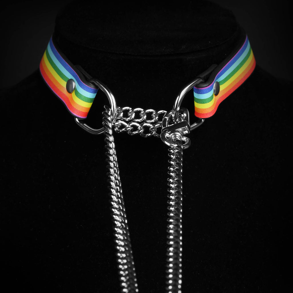 Pride Martingale Collar Choker by Fetish Pleasure Play, Black, Medium