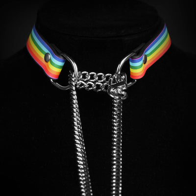 Pride Martingale Collar Choker by Fetish Pleasure Play, Black, Medium