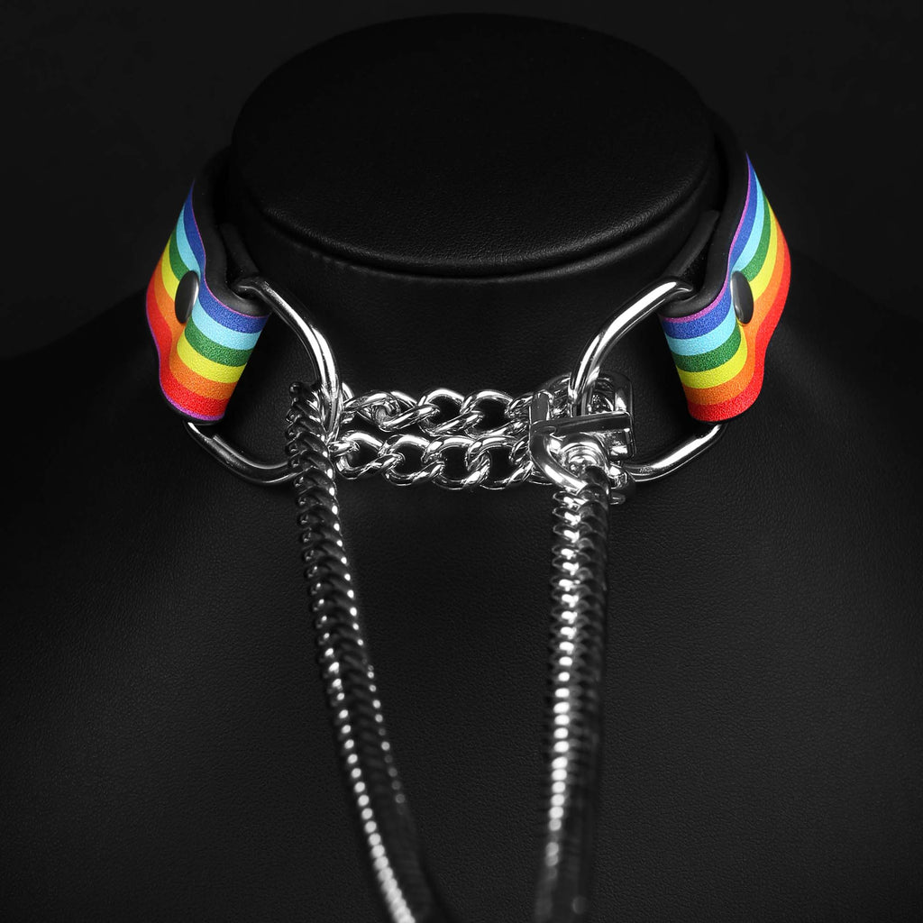 Pride Martingale Collar Choker by Fetish Pleasure Play, Black, Medium