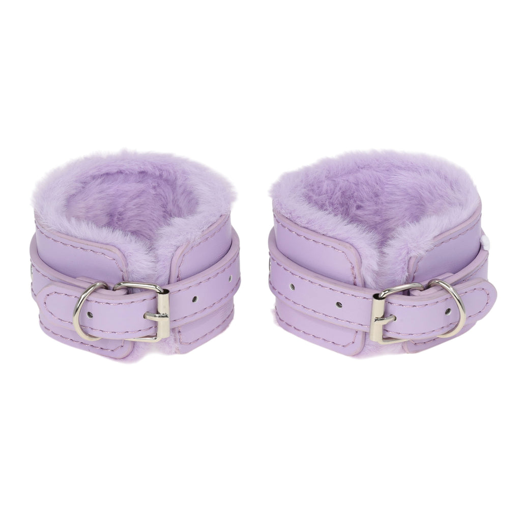 Lavender Fluffy Wrist Cuffs with Chain by Fetish Pleasure Play